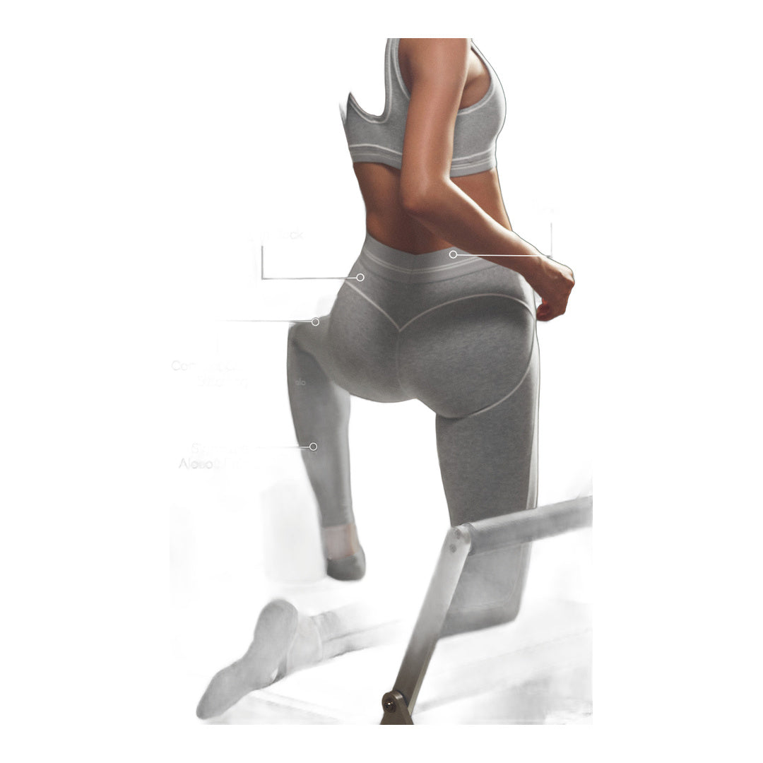 alo Alosoft High-Waist Heart Throb Legging - Athletic Heather Grey/White