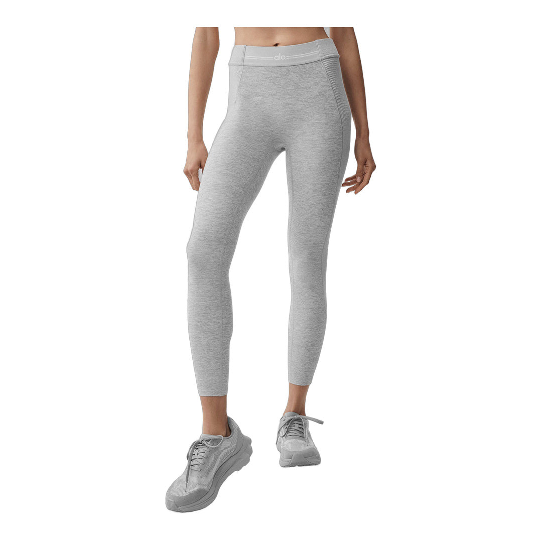 alo Alosoft High-Waist 7/8 Relay Legging - Athletic Heather Grey/White