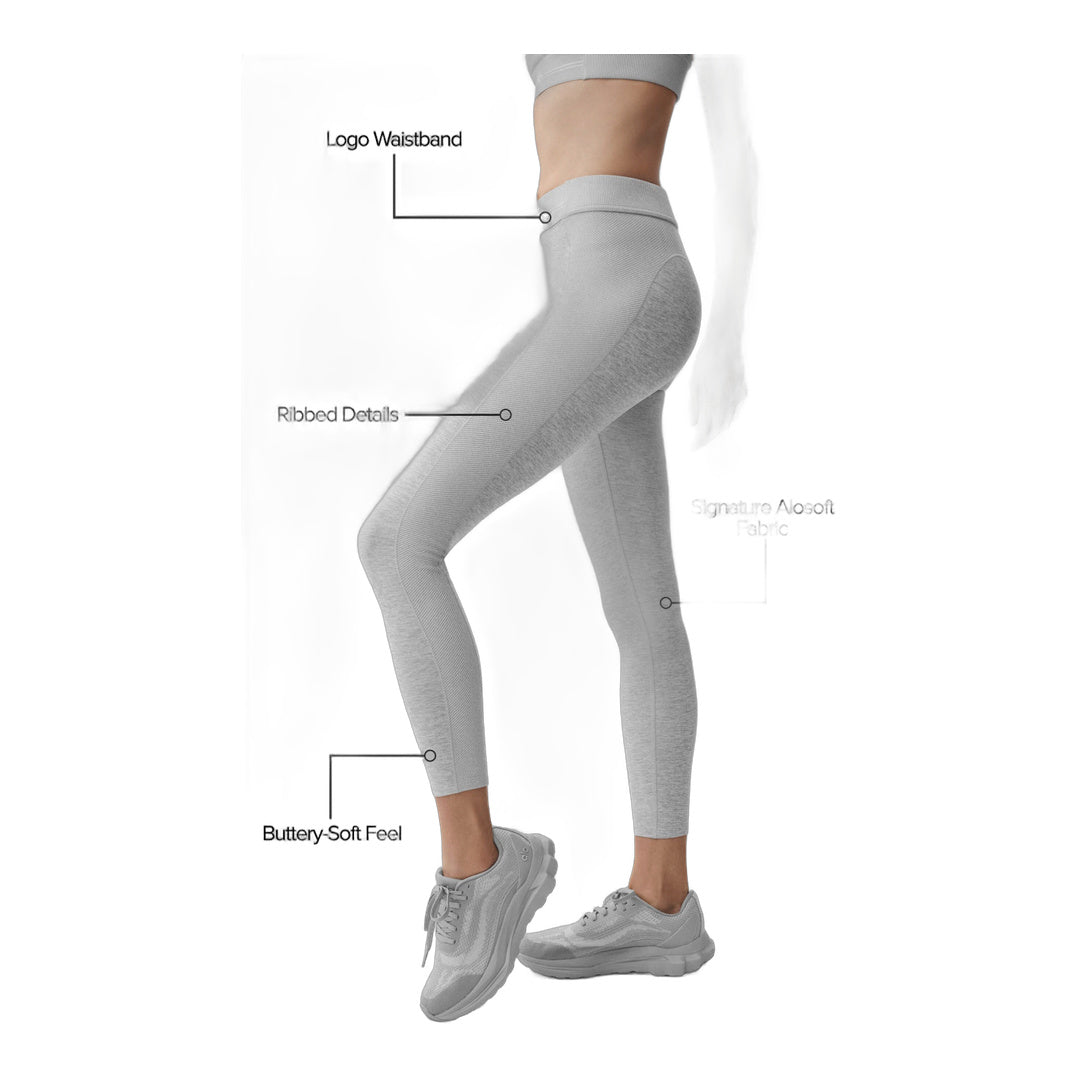alo Alosoft High-Waist 7/8 Relay Legging - Athletic Heather Grey/White