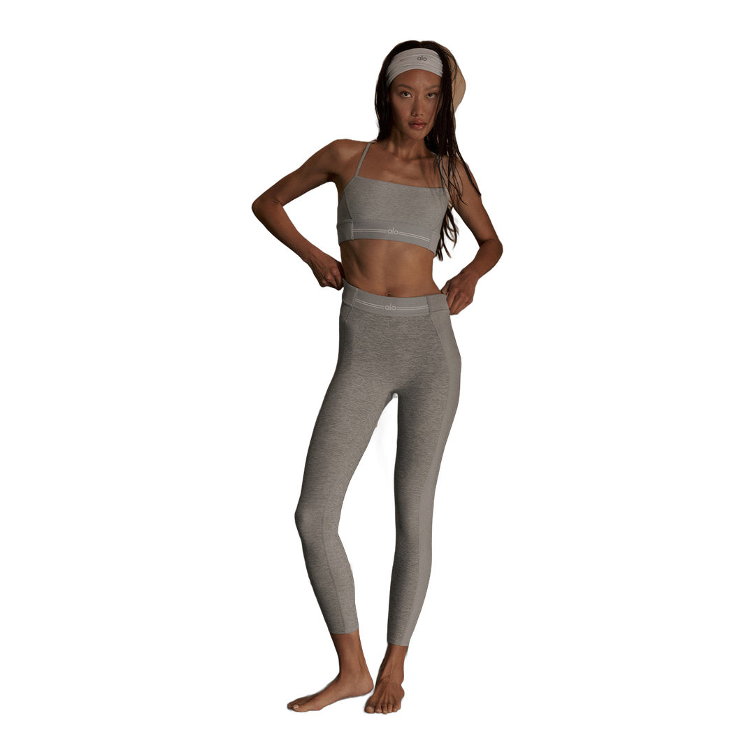 alo Alosoft High-Waist 7/8 Relay Legging - Athletic Heather Grey/White