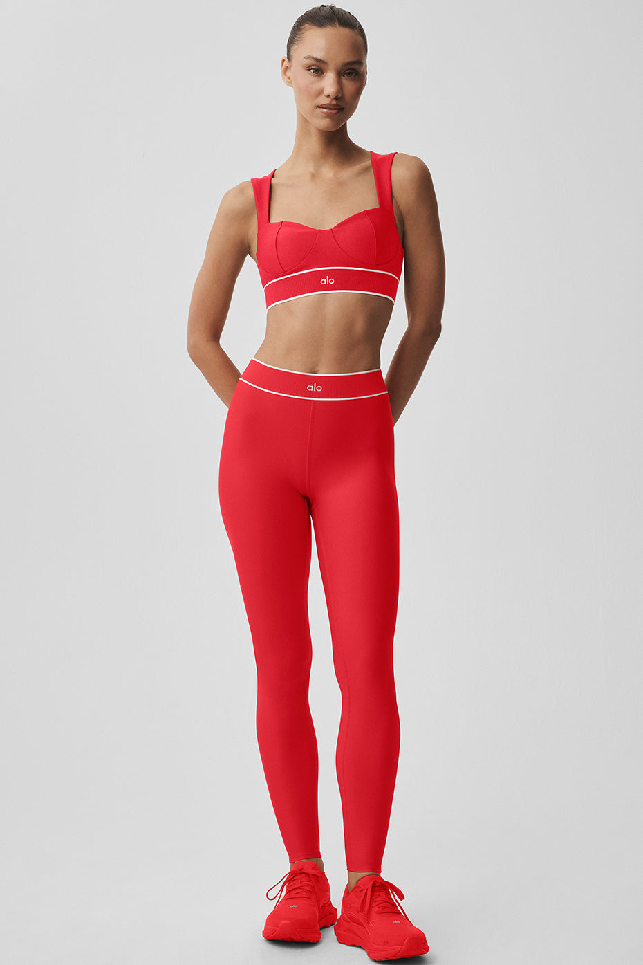 alo Airlift High-Waist Alignment Legging - Bright Red/White