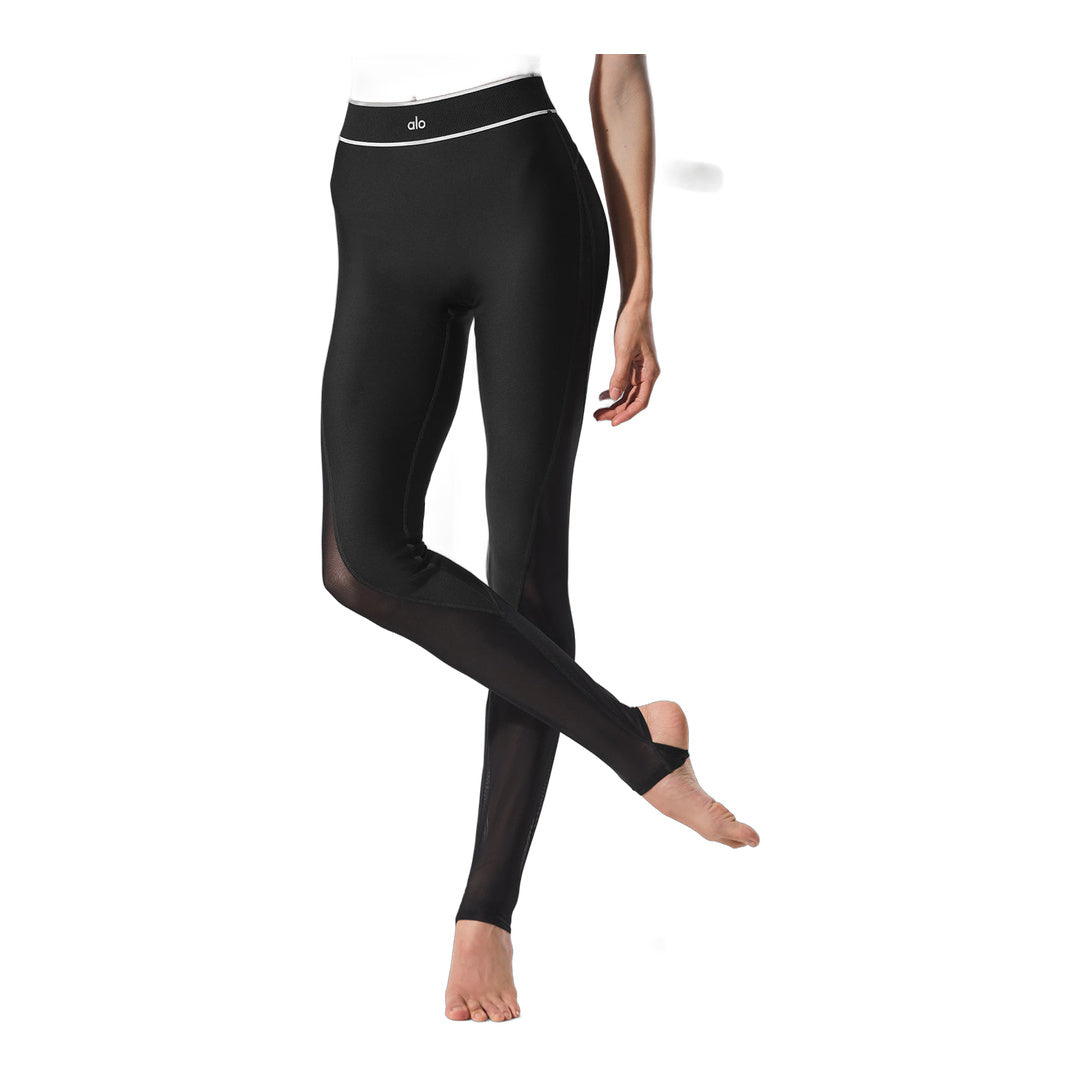 alo Airlift Mesh High-Waist Darling Stirrup Legging - Black