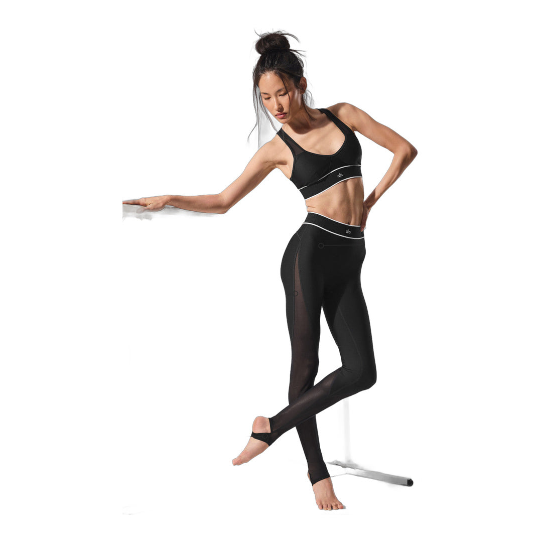 alo Airlift Mesh High-Waist Darling Stirrup Legging - Black