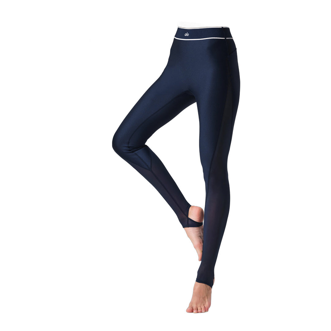 alo Airlift Mesh High-Waist Darling Stirrup Legging - Navy