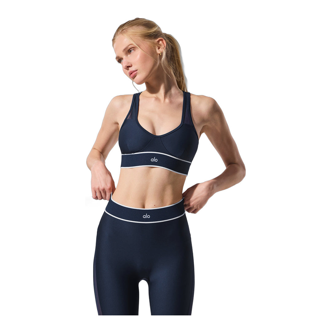 alo Airlift Mesh High-Waist Darling Stirrup Legging - Navy