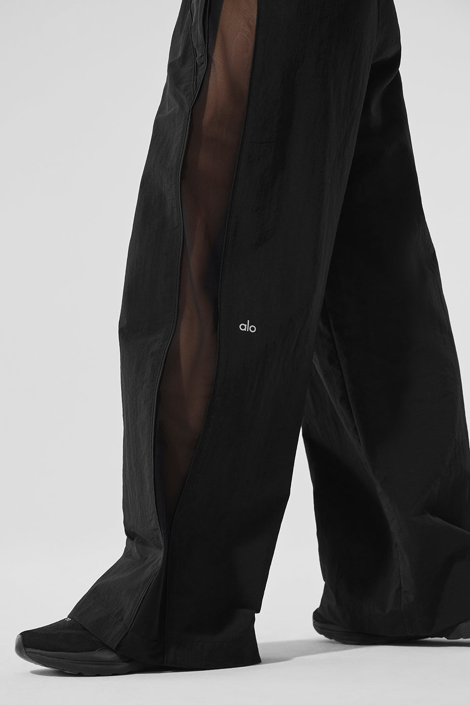 alo High-Waist Origin Wide Leg Track Pant - Black