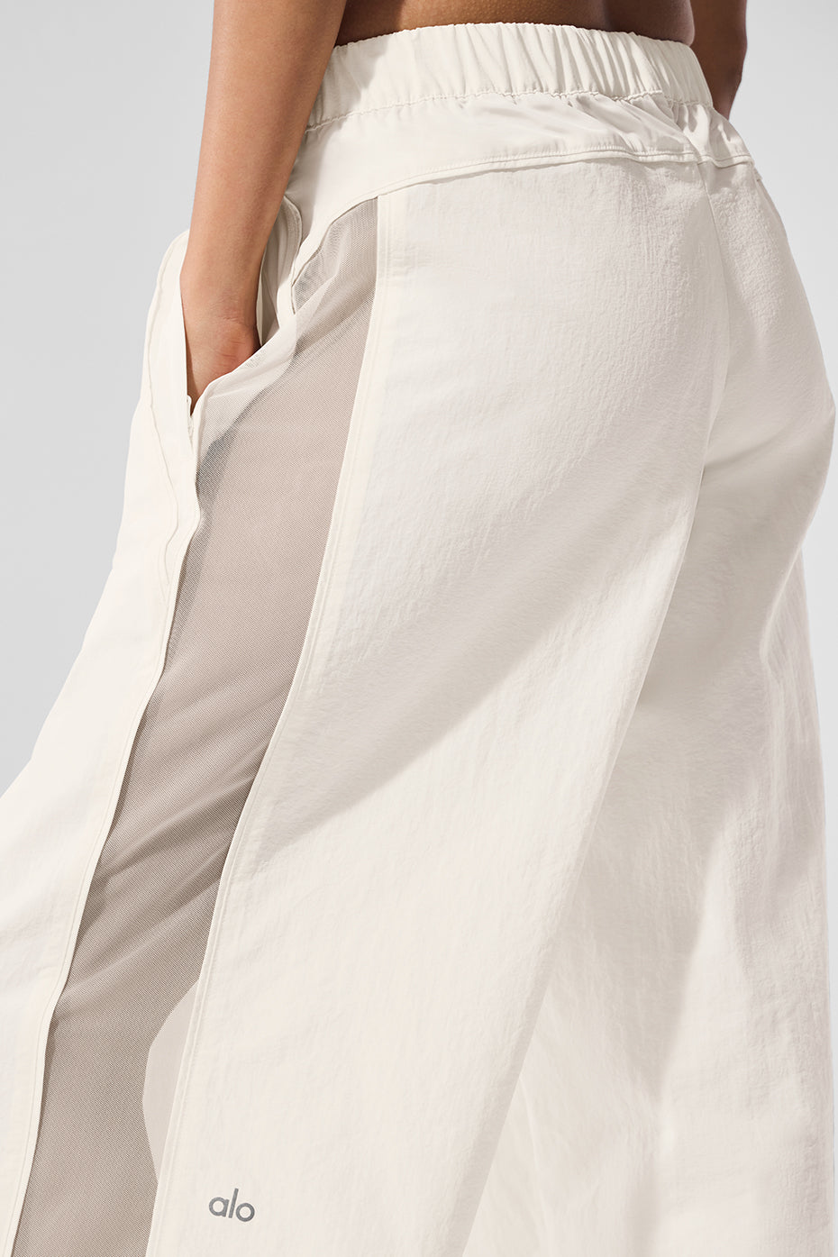 alo High-Waist Origin Wide Leg Track Pant - Ivory