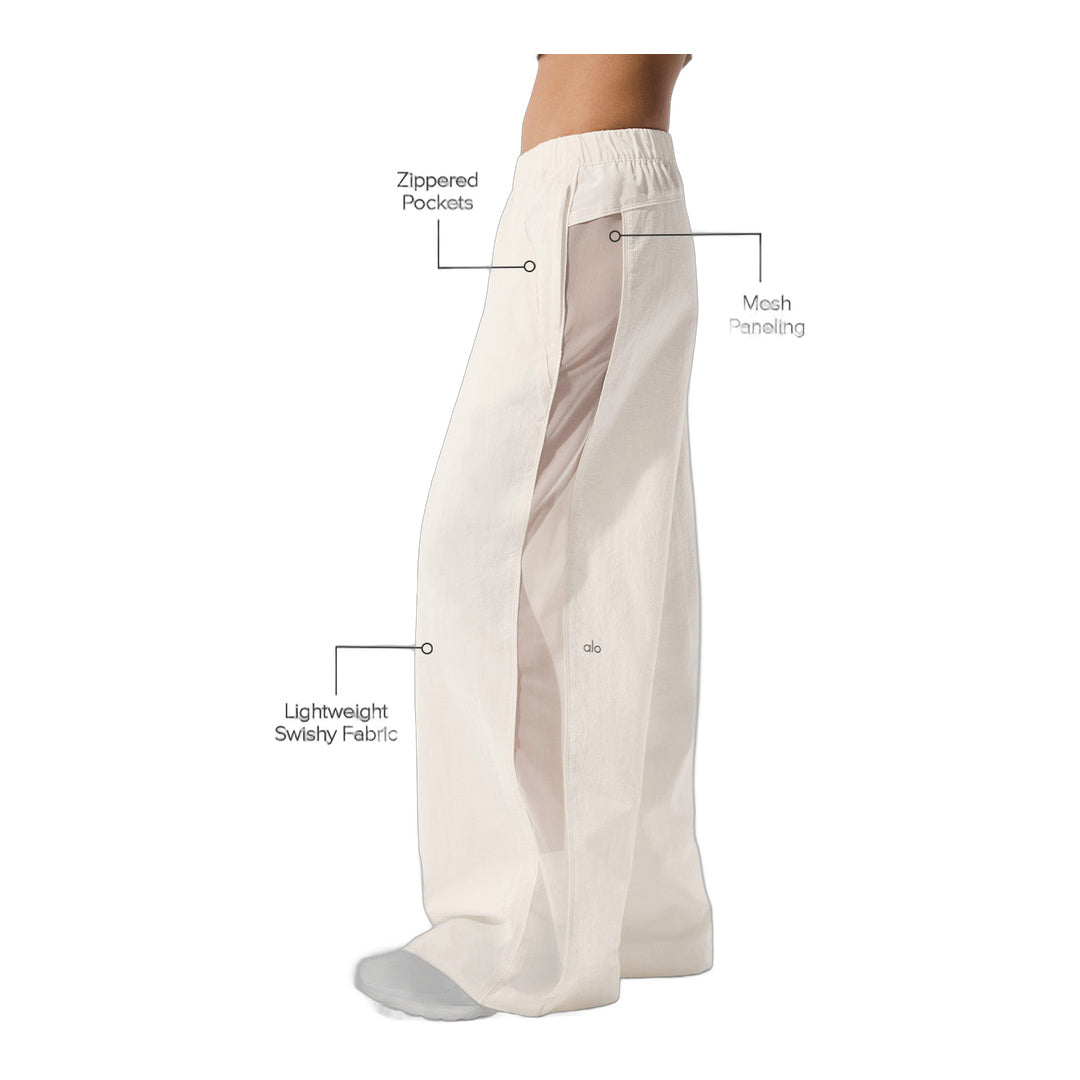 alo High-Waist Origin Wide Leg Track Pant - Ivory