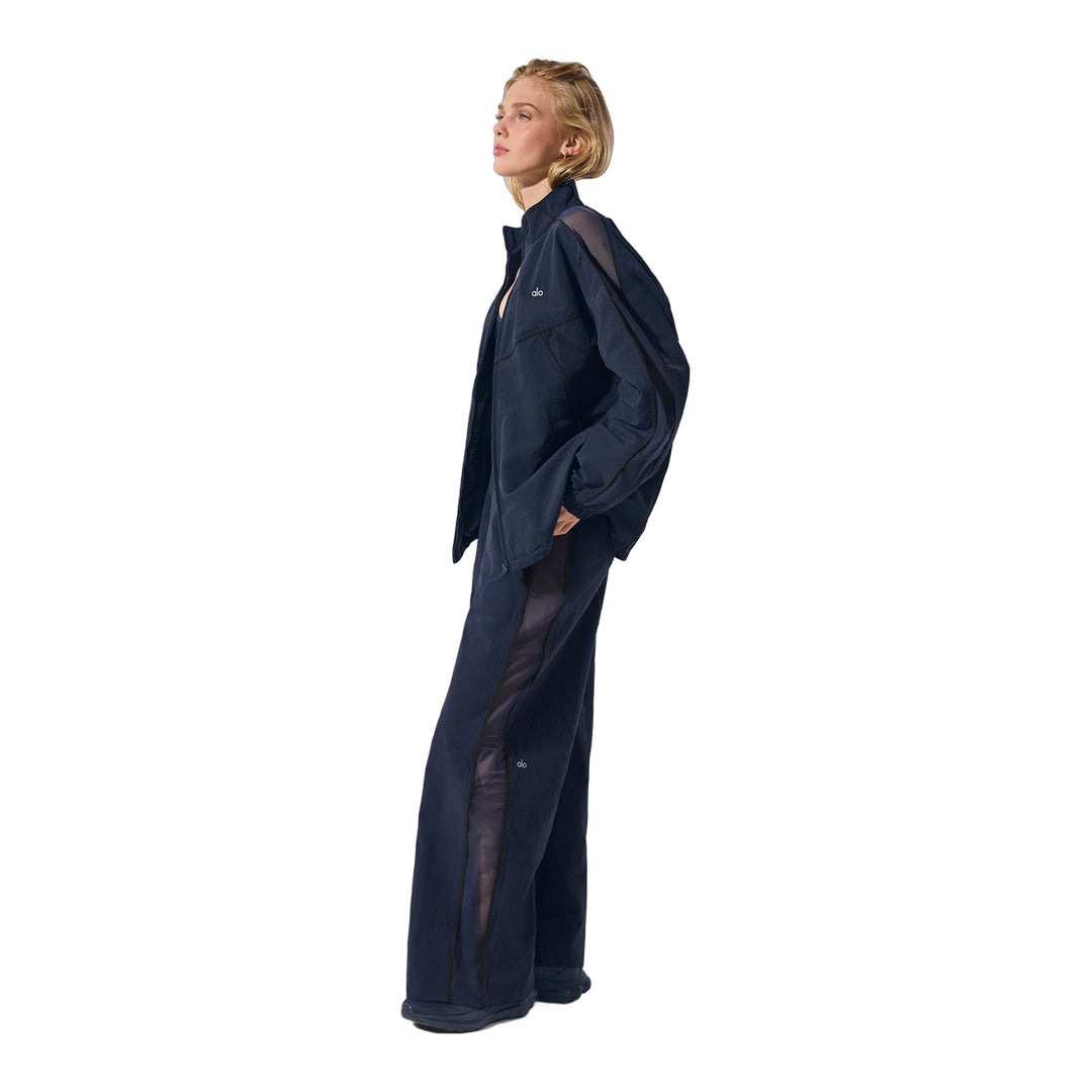 alo High-Waist Origin Wide Leg Track Pant - Navy/Black