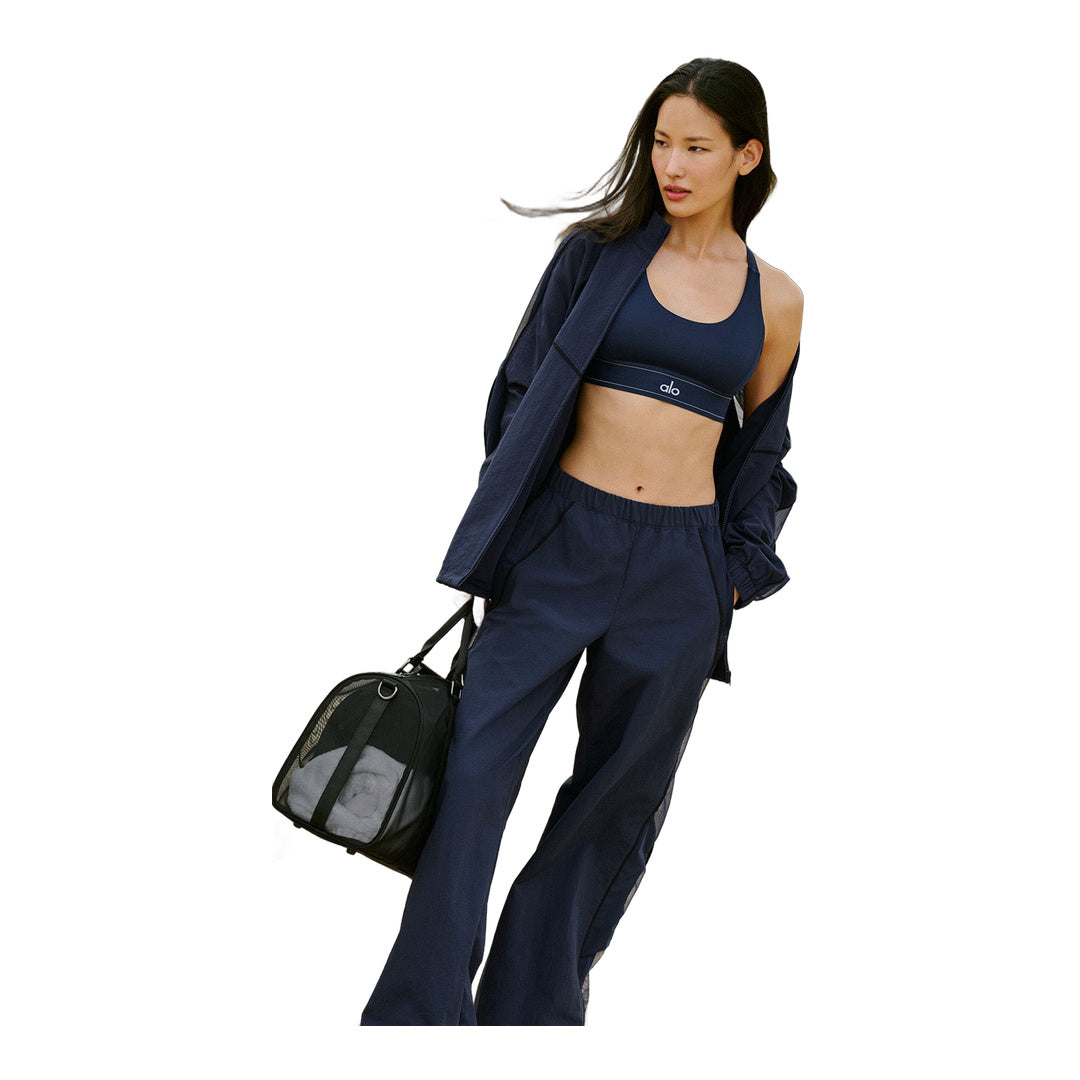 alo High-Waist Origin Wide Leg Track Pant - Navy/Black