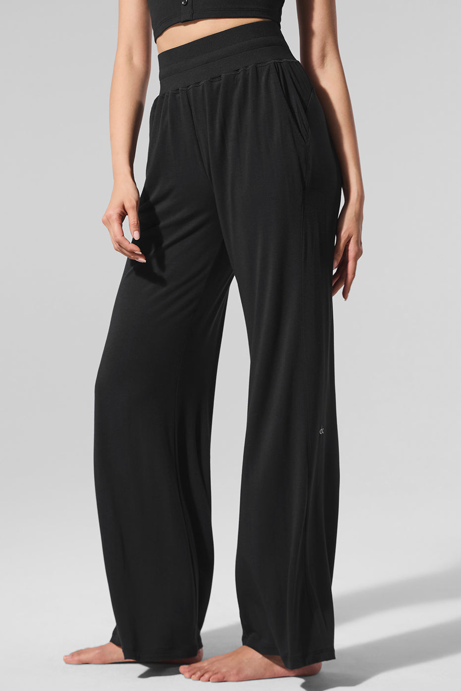 alo Semi-Sheer Delicate Lounge Flare Pant - Black