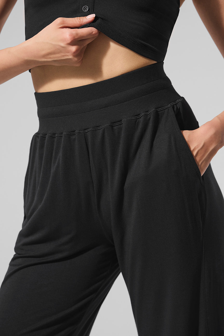 alo Semi-Sheer Delicate Lounge Flare Pant - Black