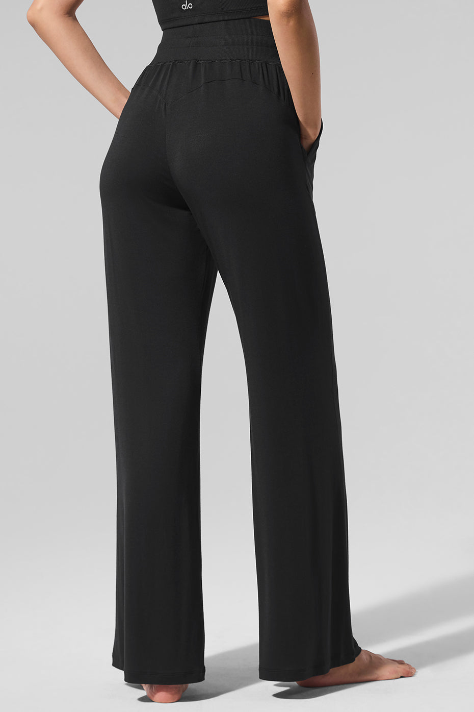 alo Semi-Sheer Delicate Lounge Flare Pant - Black