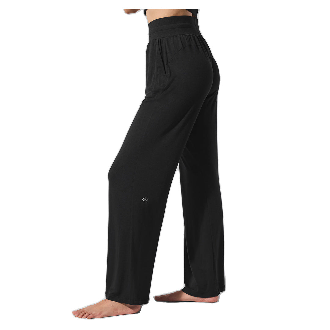 ALO Semi-Sheer Delicate Lounge Flare Pant (Regular) - Black