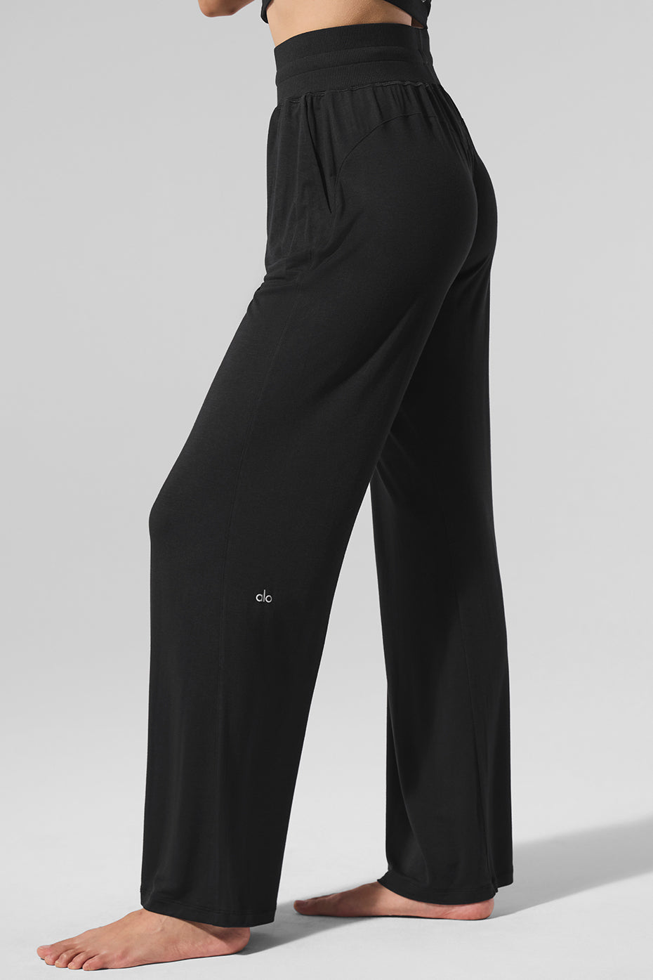 alo Semi-Sheer Delicate Lounge Flare Pant - Black