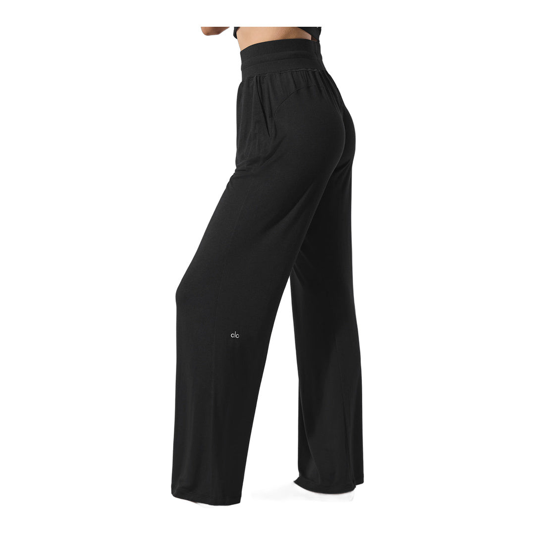alo Semi-Sheer Delicate Lounge Flare Pant - Black