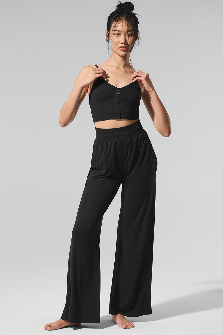 alo Semi-Sheer Delicate Lounge Flare Pant - Black