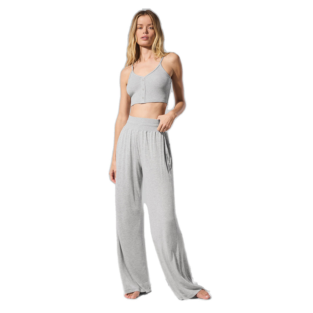 ALO Semi-Sheer Delicate Lounge Flare Pant (Regular) - Athletic Heather Grey