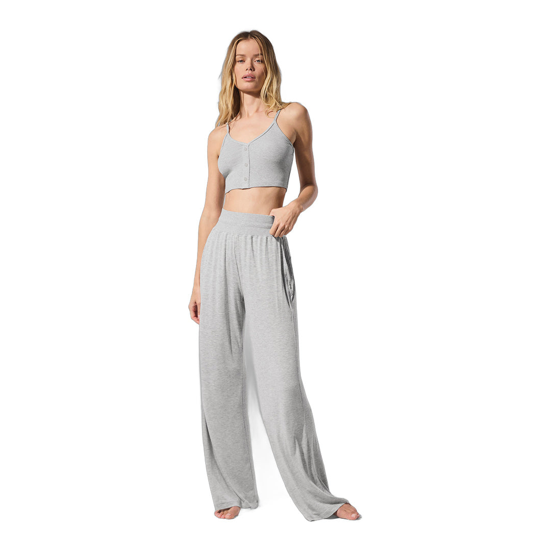 alo Semi-Sheer Delicate Lounge Flare Pant - Athletic Heather Grey