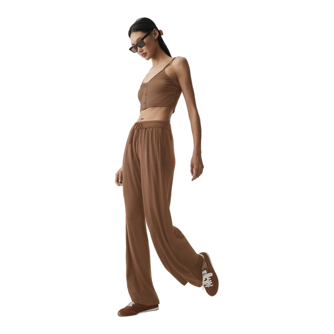 alo Semi-Sheer Delicate Lounge Flare Pant - Sun Kissed Brown