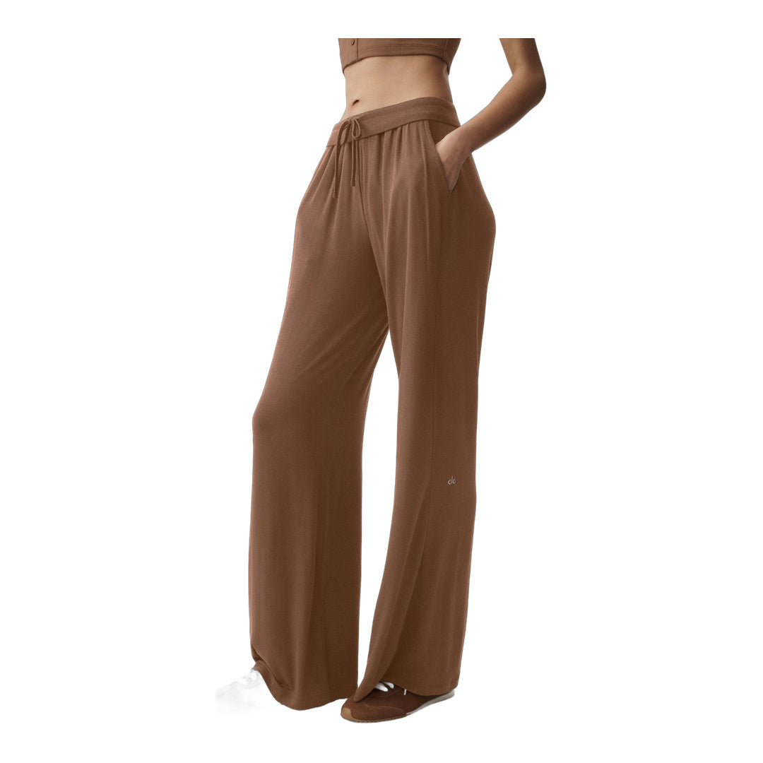 alo Semi-Sheer Delicate Lounge Flare Pant - Sun Kissed Brown