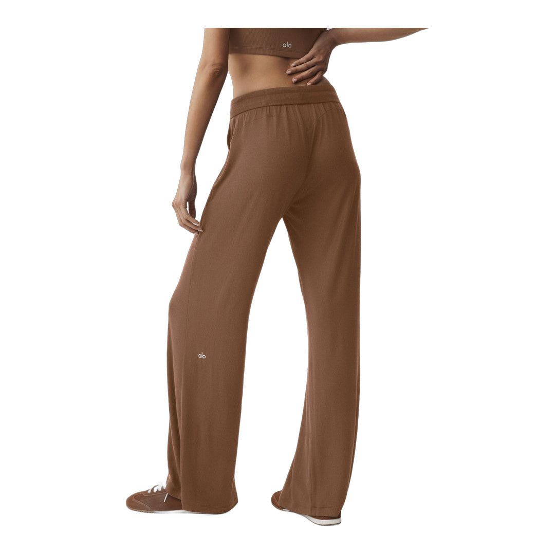 alo Semi-Sheer Delicate Lounge Flare Pant - Sun Kissed Brown