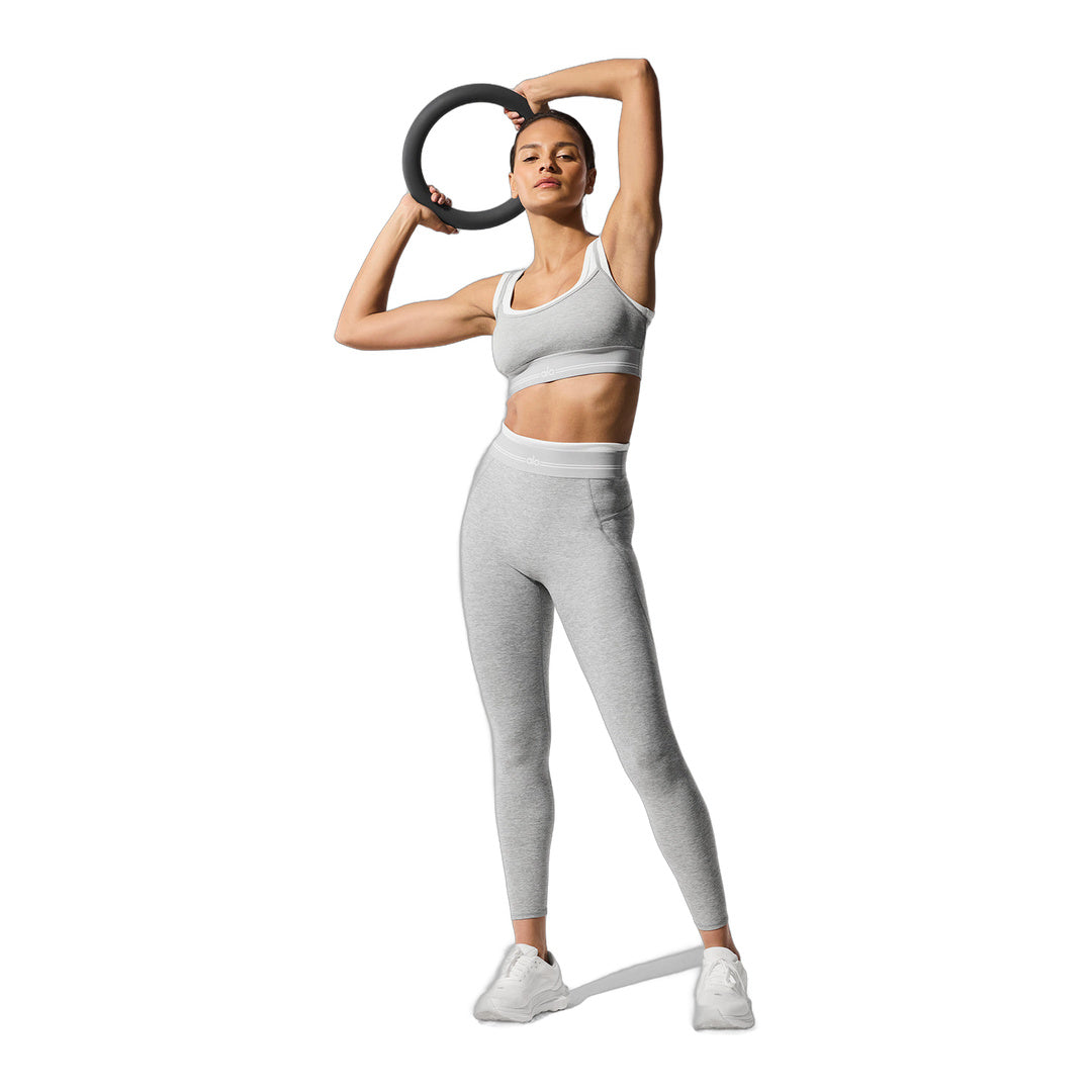 alo Alosoft High-Waist 7/8 Better Together Legging - Athletic Heather Grey/White
