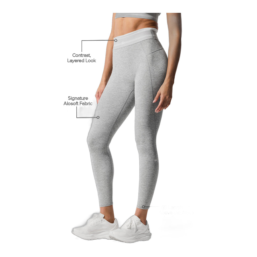 alo Alosoft High-Waist 7/8 Better Together Legging - Athletic Heather Grey/White