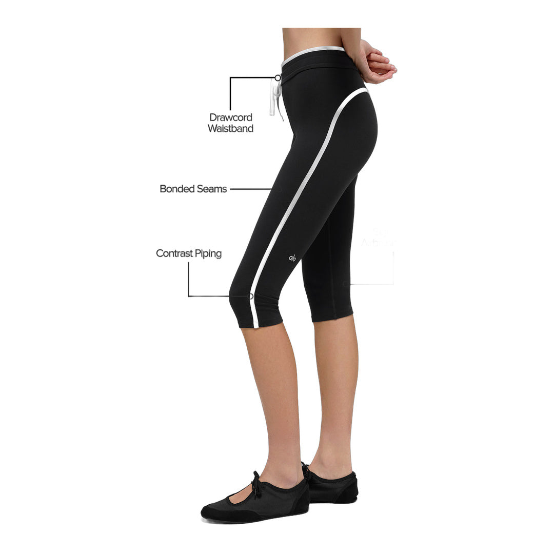alo Airbrush High-Waist Race Pace Capri - Black/White