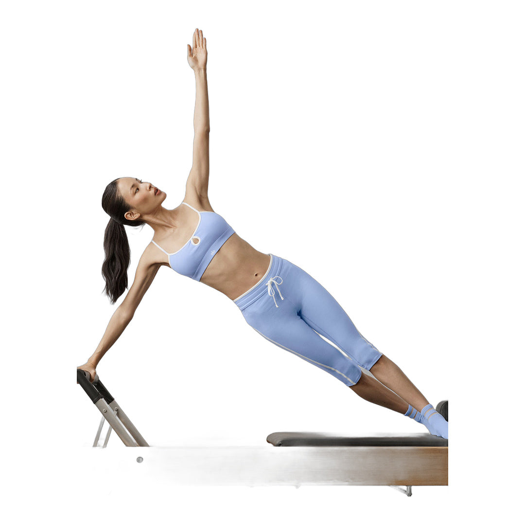 alo Airbrush High-Waist Race Pace Capri - Light Provence Blue/White