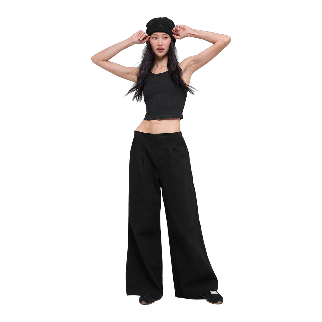 alo High-Waist Main Character Wide Leg Trouser - Black