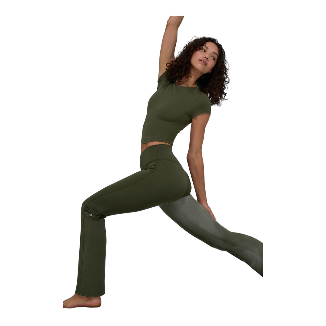alo ALO Softsculpt High-Waist 7/8 Bootcut Legging - Green Olive