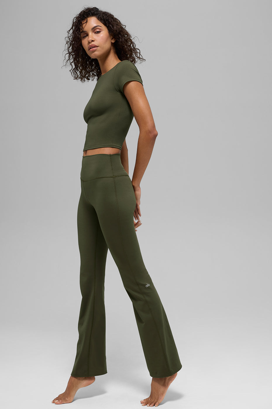 alo ALO Softsculpt High-Waist Bootcut Legging - Green Olive