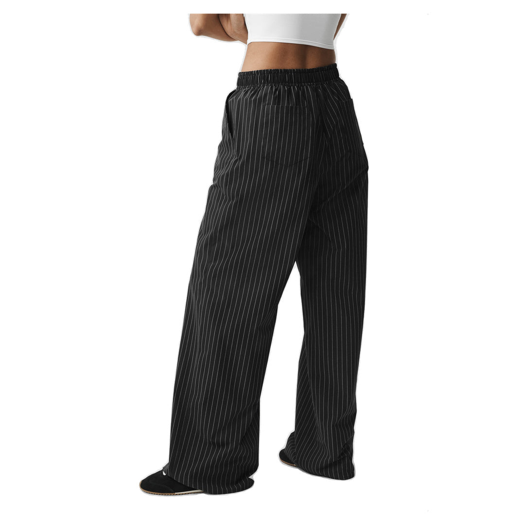 ALO Pinstripe Daylight Boxer Pant (Long) - Black/Titanium