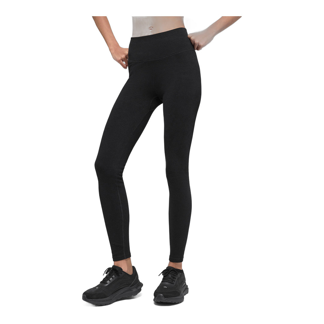 alo Seamless High-Waist Two Tone Rib Legging - Black