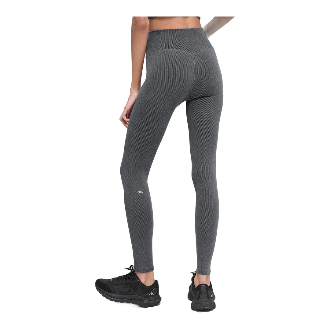 alo Seamless High-Waist Two Tone Rib Legging - Dark Misty Grey Heather