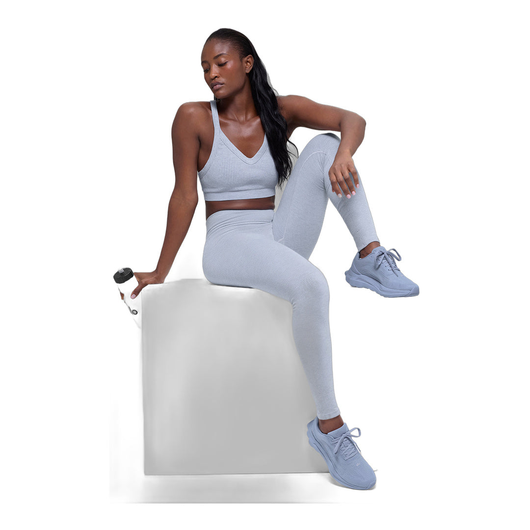 alo Seamless High-Waist Two Tone Rib Legging - Winter Frost Heather