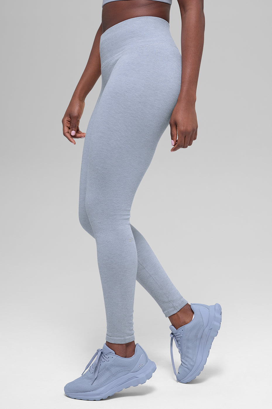 alo Seamless High-Waist Two Tone Rib Legging - Winter Frost Heather
