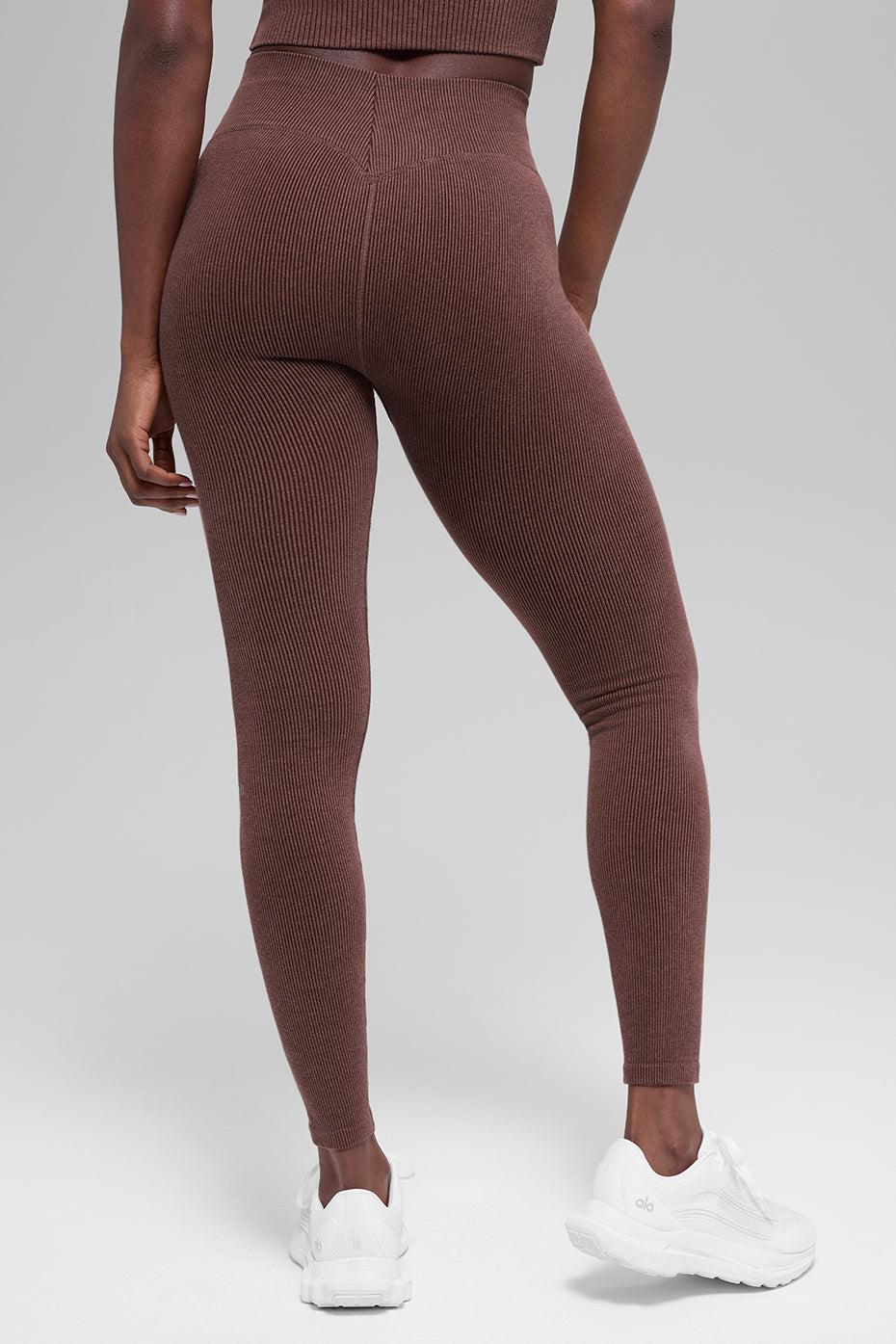 alo Seamless High-Waist Two Tone Rib Legging - Brownstone Heather