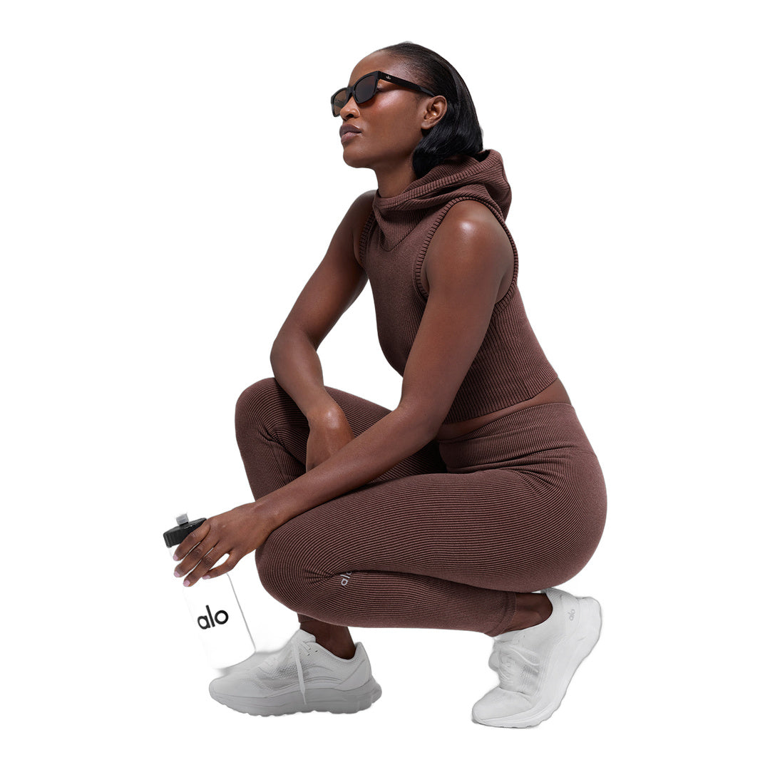 alo Seamless High-Waist Two Tone Rib Legging - Brownstone Heather