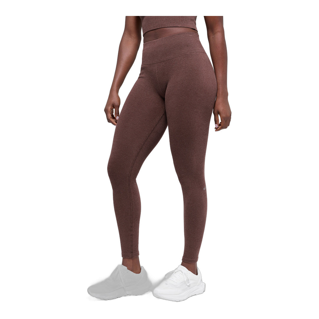 alo Seamless High-Waist Two Tone Rib Legging - Brownstone Heather