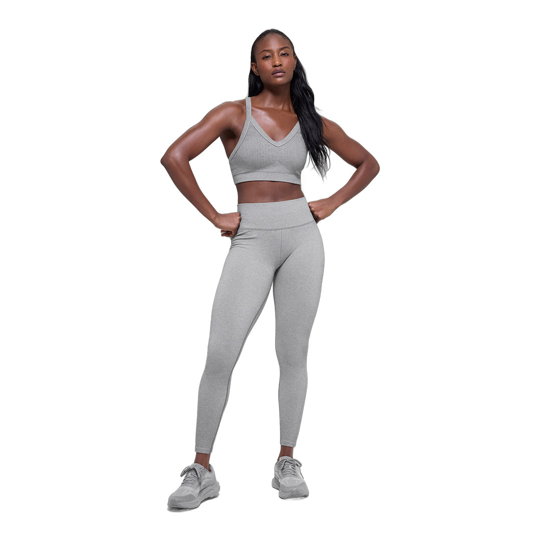 alo Seamless High-Waist Two Tone Rib Legging - Light Misty Grey Heather