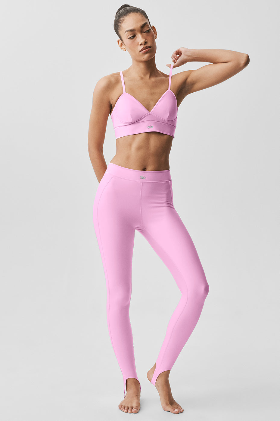 alo Airlift High-Waist Love Language Stirrup Legging - Candy Heart Pink