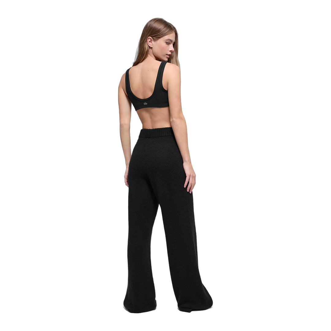 alo Wool Cashmere High-Waist New Class Wide Leg Pant - Black