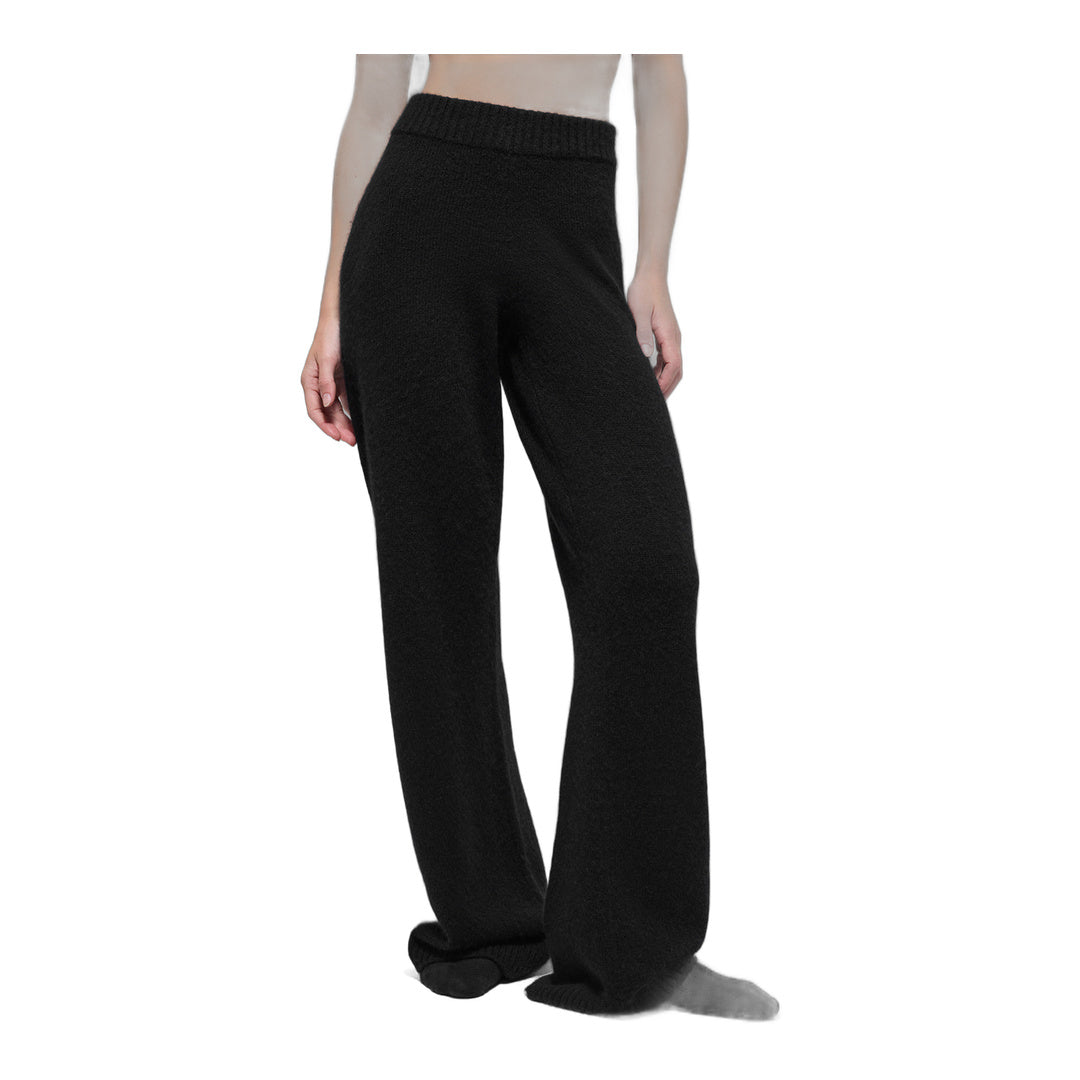 alo Wool Cashmere High-Waist New Class Wide Leg Pant - Black