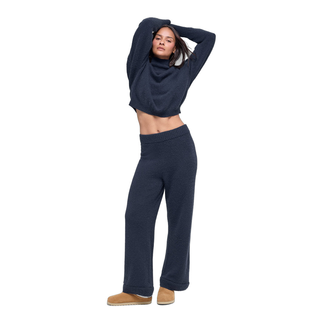 alo Wool Cashmere High-Waist New Class Wide Leg Pant - Navy