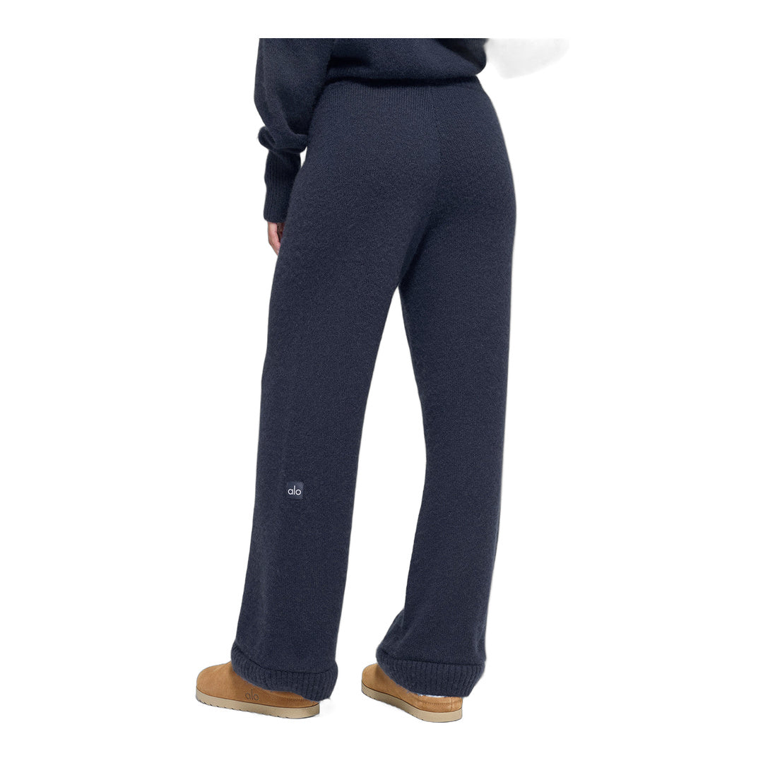 alo Wool Cashmere High-Waist New Class Wide Leg Pant - Navy