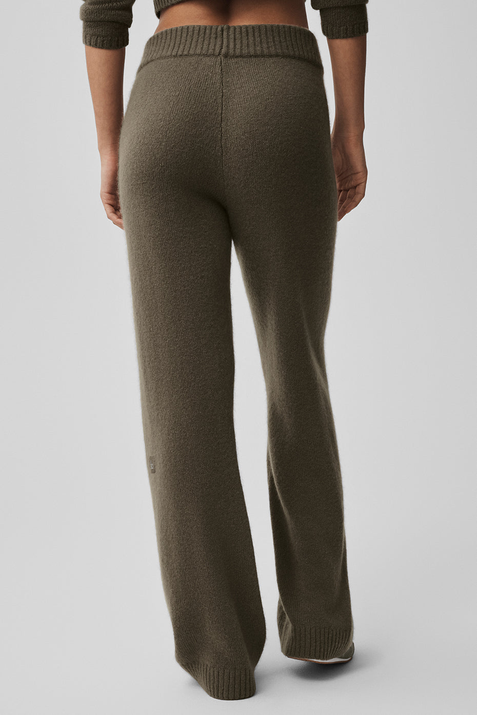 alo Wool Cashmere High-Waist New Class Wide Leg Pant - Olive Tree