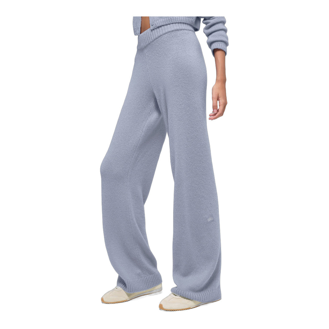 alo Wool Cashmere High-Waist New Class Wide Leg Pant - Winter Frost