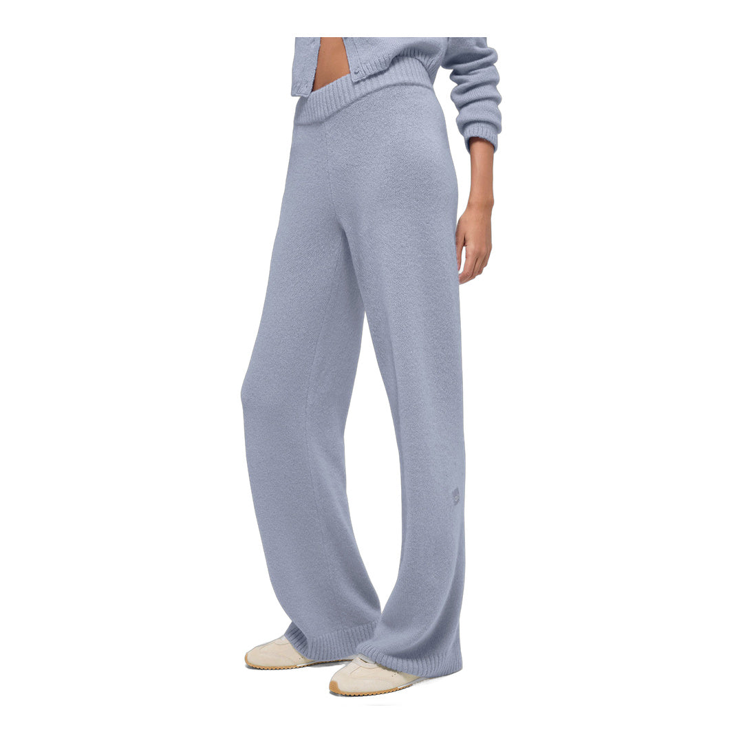 alo Wool Cashmere High-Waist New Class Wide Leg Pant - Winter Frost
